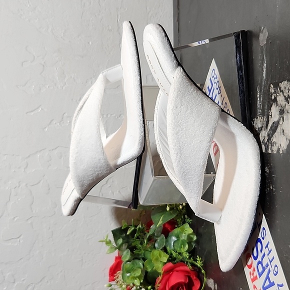 GOOD AMERICAN White Terry Sandal Transparent Heel Style GA077TX Size 8 - Picture 4 of 9